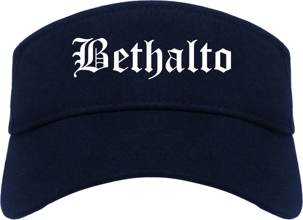 Bethalto Illinois IL Old English Mens Visor Cap Hat Navy Blue