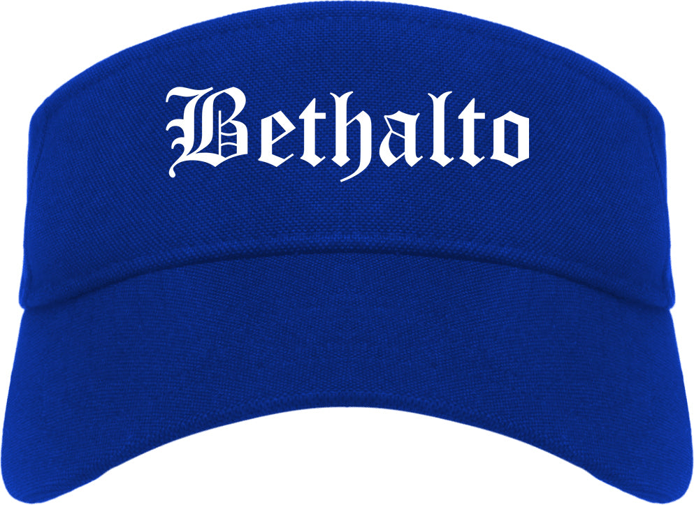 Bethalto Illinois IL Old English Mens Visor Cap Hat Royal Blue