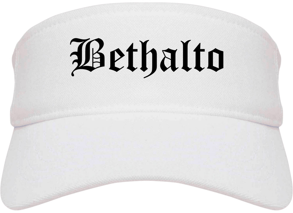 Bethalto Illinois IL Old English Mens Visor Cap Hat White