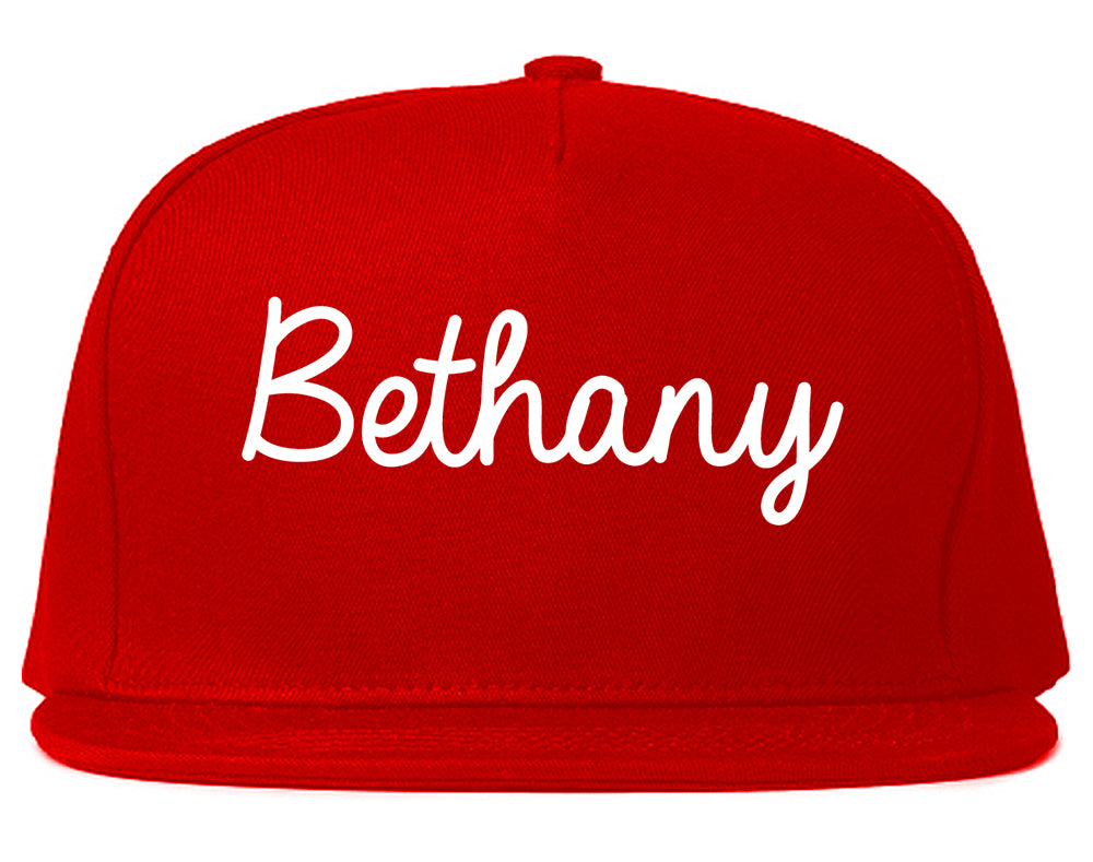 Bethany Oklahoma OK Script Mens Snapback Hat Red