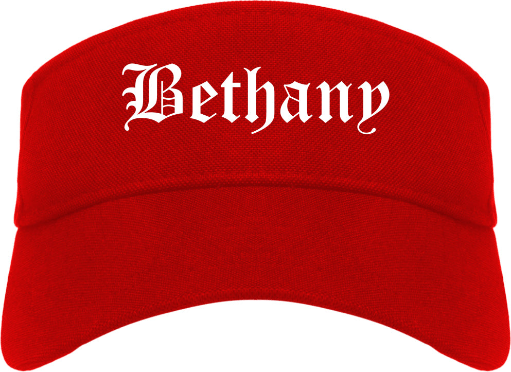 Bethany Oklahoma OK Old English Mens Visor Cap Hat Red