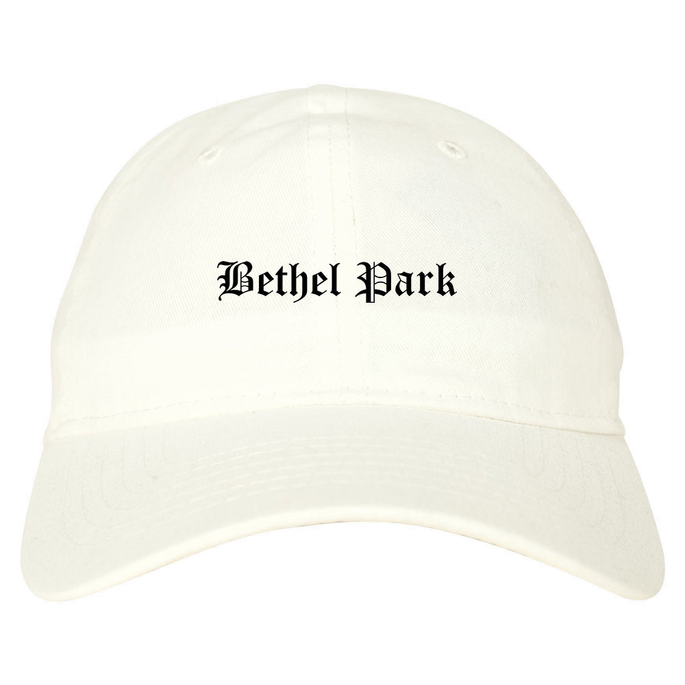 Bethel Park Pennsylvania PA Old English Mens Dad Hat Baseball Cap White