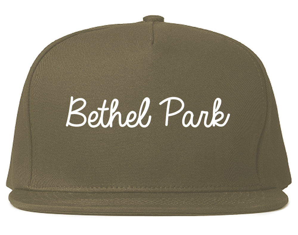 Bethel Park Pennsylvania PA Script Mens Snapback Hat Grey