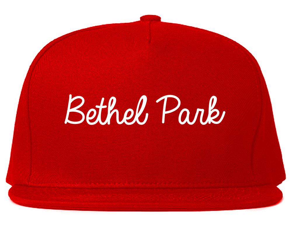 Bethel Park Pennsylvania PA Script Mens Snapback Hat Red