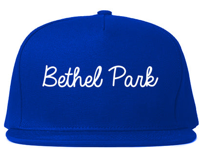 Bethel Park Pennsylvania PA Script Mens Snapback Hat Royal Blue