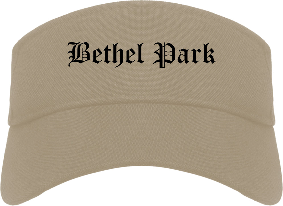 Bethel Park Pennsylvania PA Old English Mens Visor Cap Hat Khaki