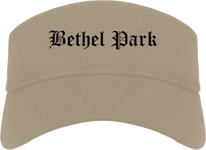 Bethel Park Pennsylvania PA Old English Mens Visor Cap Hat Khaki