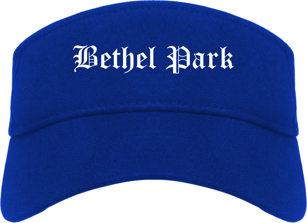 Bethel Park Pennsylvania PA Old English Mens Visor Cap Hat Royal Blue