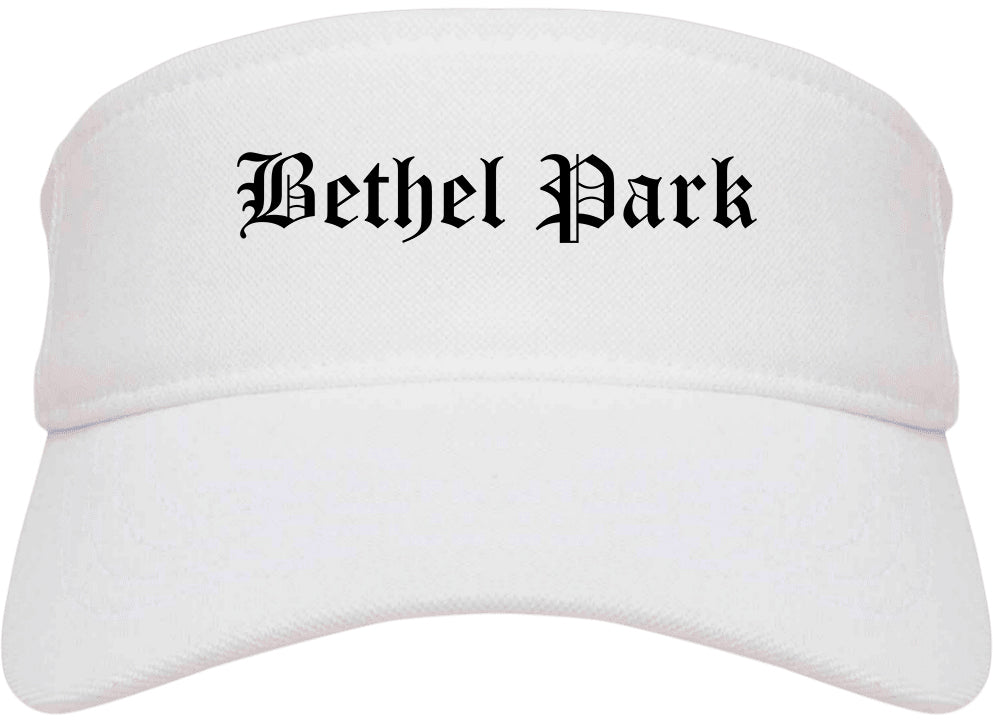 Bethel Park Pennsylvania PA Old English Mens Visor Cap Hat White