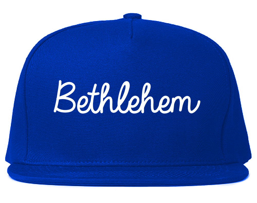 Bethlehem Pennsylvania PA Script Mens Snapback Hat Royal Blue