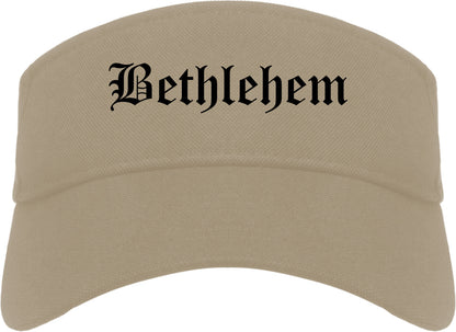 Bethlehem Pennsylvania PA Old English Mens Visor Cap Hat Khaki