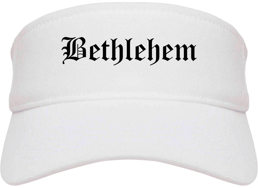 Bethlehem Pennsylvania PA Old English Mens Visor Cap Hat White