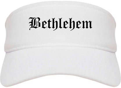 Bethlehem Pennsylvania PA Old English Mens Visor Cap Hat White