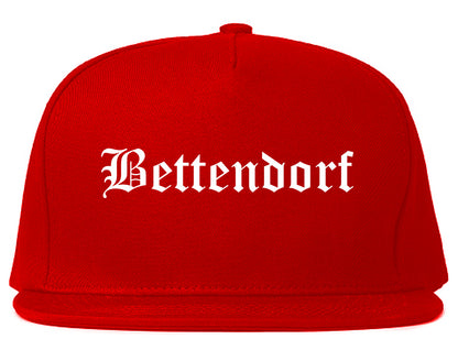 Bettendorf Iowa IA Old English Mens Snapback Hat Red