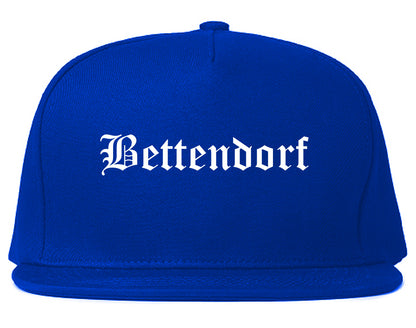 Bettendorf Iowa IA Old English Mens Snapback Hat Royal Blue