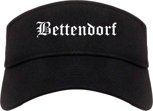 Bettendorf Iowa IA Old English Mens Visor Cap Hat Black