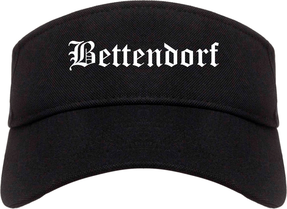 Bettendorf Iowa IA Old English Mens Visor Cap Hat Black
