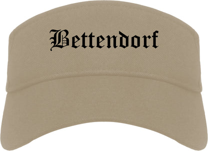Bettendorf Iowa IA Old English Mens Visor Cap Hat Khaki