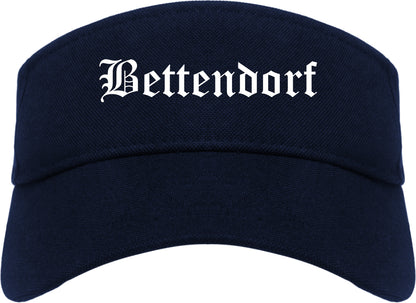 Bettendorf Iowa IA Old English Mens Visor Cap Hat Navy Blue