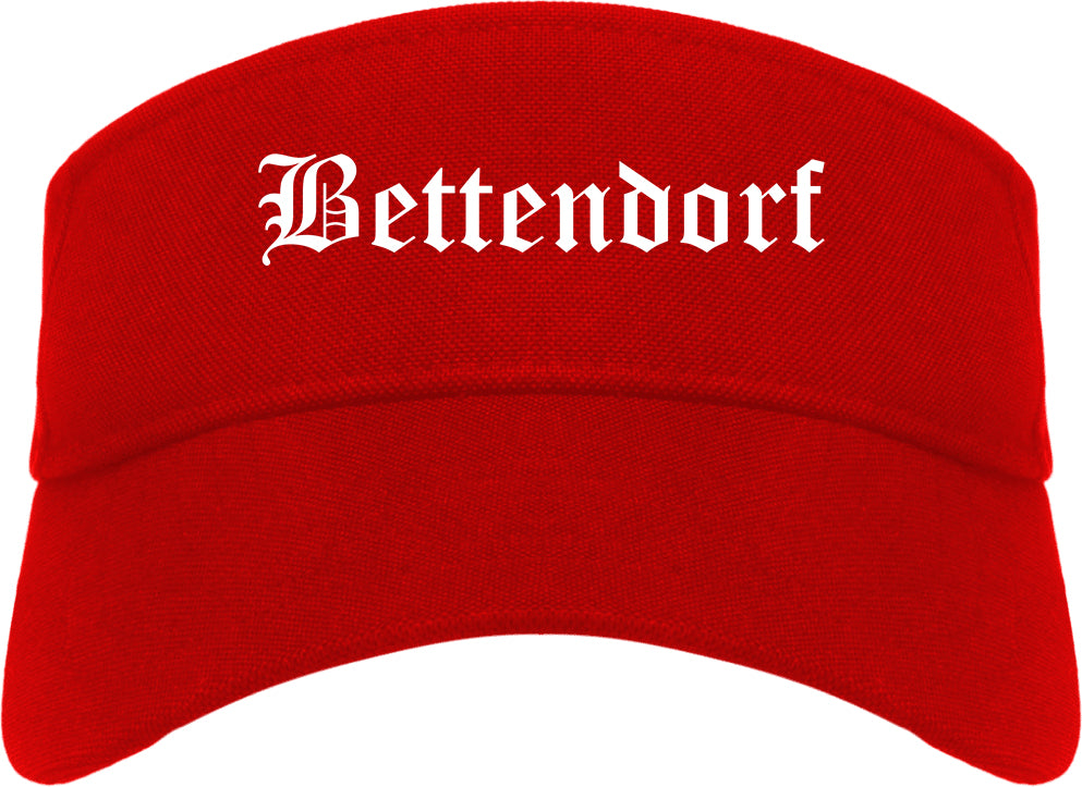 Bettendorf Iowa IA Old English Mens Visor Cap Hat Red