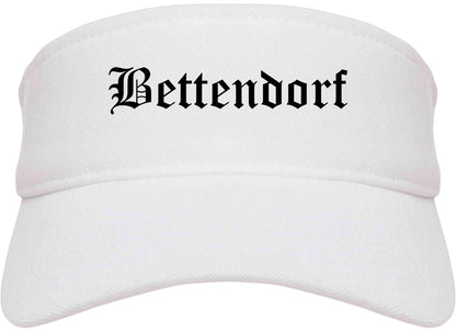 Bettendorf Iowa IA Old English Mens Visor Cap Hat White