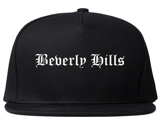 Beverly Hills California CA Old English Mens Snapback Hat Black