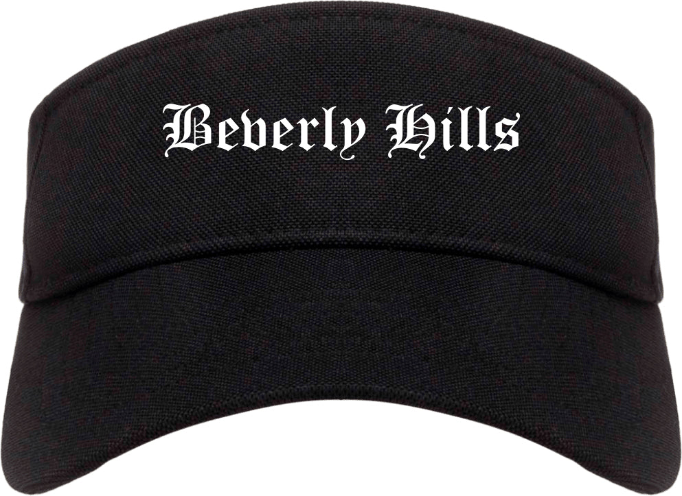 Beverly Hills California CA Old English Mens Visor Cap Hat Black