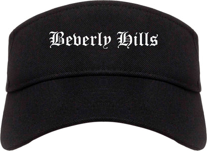 Beverly Hills California CA Old English Mens Visor Cap Hat Black