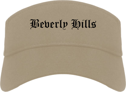 Beverly Hills California CA Old English Mens Visor Cap Hat Khaki