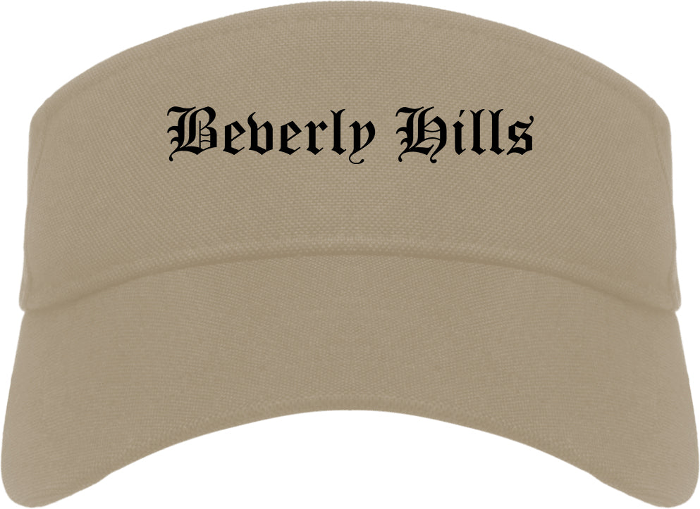 Beverly Hills California CA Old English Mens Visor Cap Hat Khaki