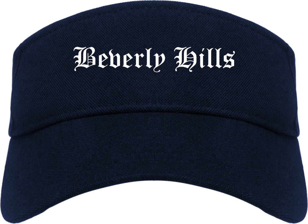Beverly Hills California CA Old English Mens Visor Cap Hat Navy Blue