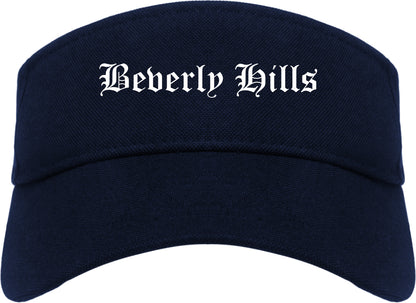 Beverly Hills California CA Old English Mens Visor Cap Hat Navy Blue