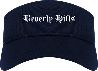 Beverly Hills California CA Old English Mens Visor Cap Hat Navy Blue