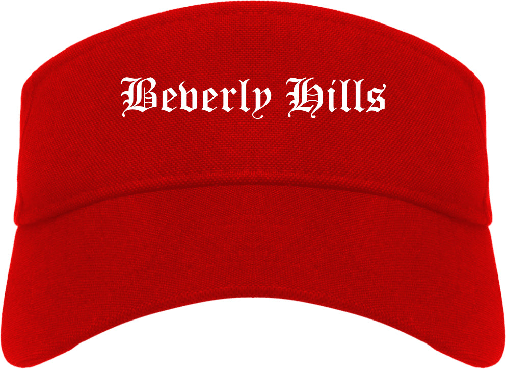 Beverly Hills California CA Old English Mens Visor Cap Hat Red