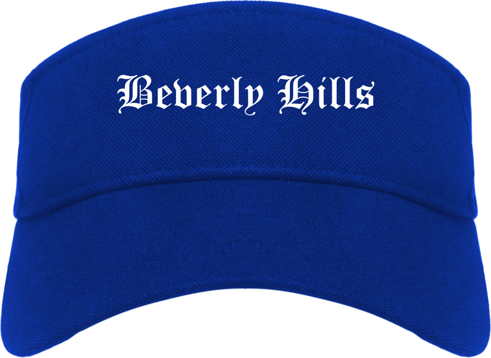 Beverly Hills California CA Old English Mens Visor Cap Hat Royal Blue