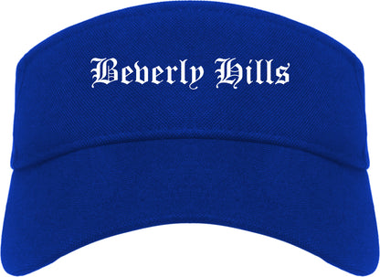 Beverly Hills California CA Old English Mens Visor Cap Hat Royal Blue