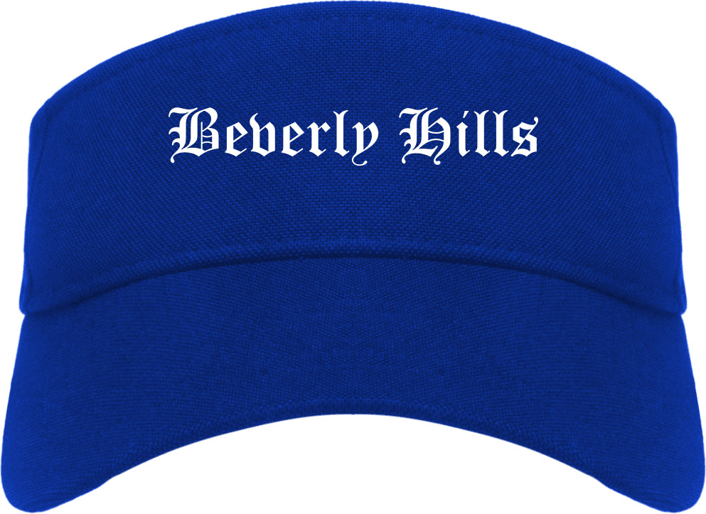 Beverly Hills California CA Old English Mens Visor Cap Hat Royal Blue