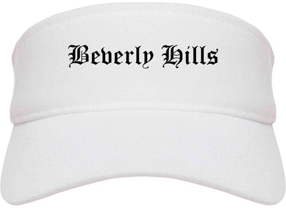 Beverly Hills California CA Old English Mens Visor Cap Hat White
