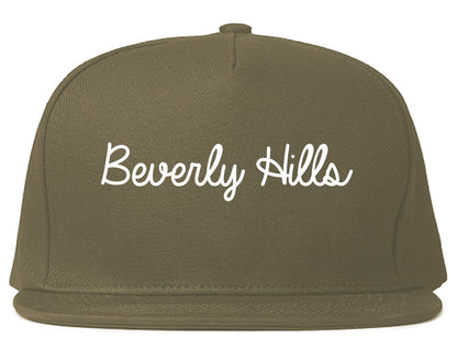 Beverly Hills Michigan MI Script Mens Snapback Hat Grey