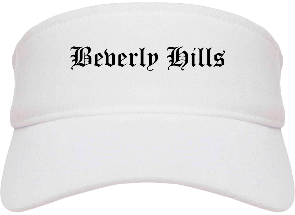 Beverly Hills Michigan MI Old English Mens Visor Cap Hat White