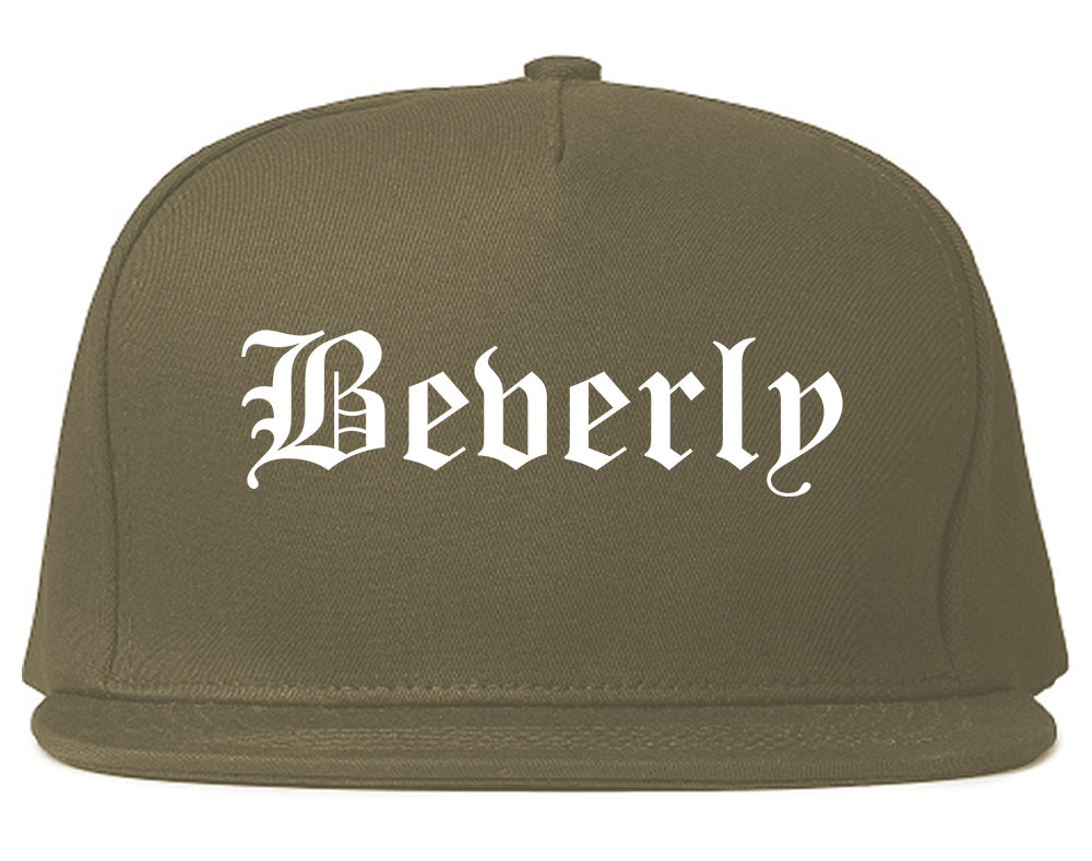 Beverly Massachusetts MA Old English Mens Snapback Hat Grey