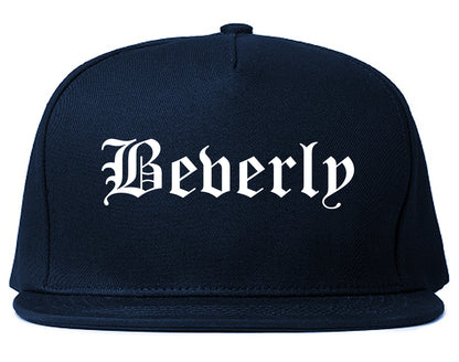 Beverly Massachusetts MA Old English Mens Snapback Hat Navy Blue