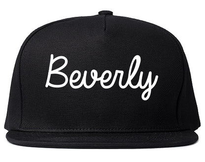 Beverly Massachusetts MA Script Mens Snapback Hat Black