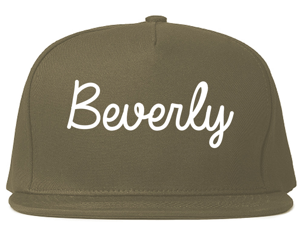Beverly Massachusetts MA Script Mens Snapback Hat Grey