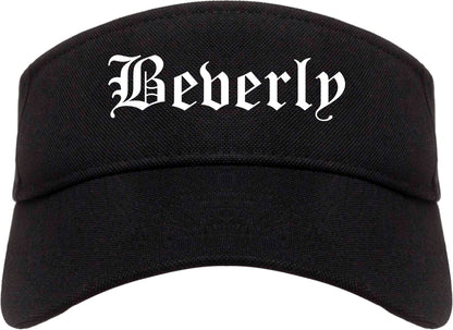 Beverly Massachusetts MA Old English Mens Visor Cap Hat Black
