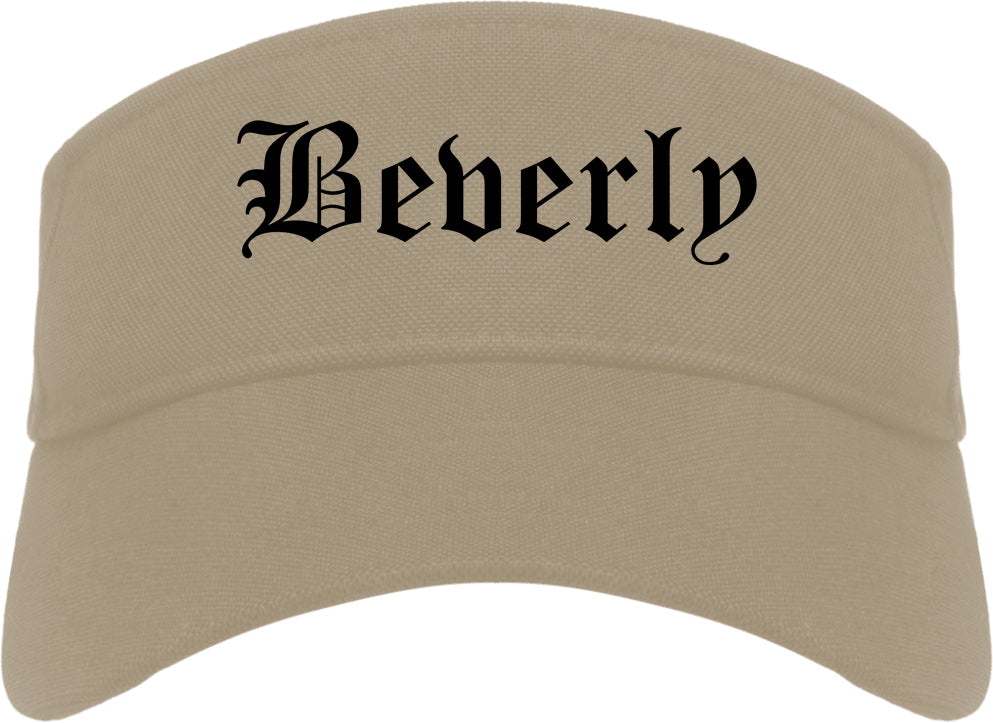 Beverly Massachusetts MA Old English Mens Visor Cap Hat Khaki
