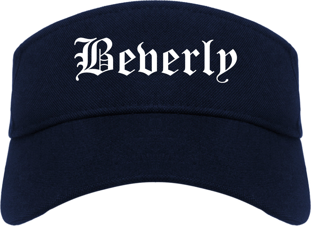 Beverly Massachusetts MA Old English Mens Visor Cap Hat Navy Blue