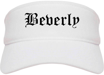 Beverly Massachusetts MA Old English Mens Visor Cap Hat White