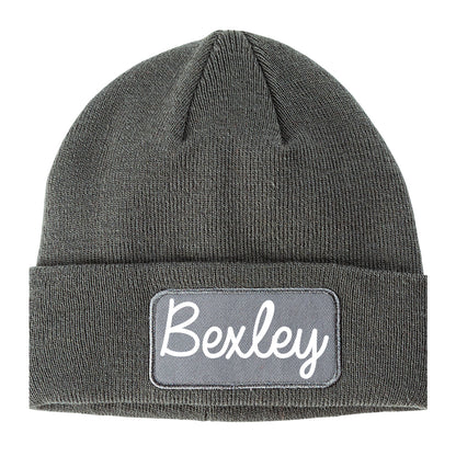 Bexley Ohio OH Script Mens Knit Beanie Hat Cap Grey