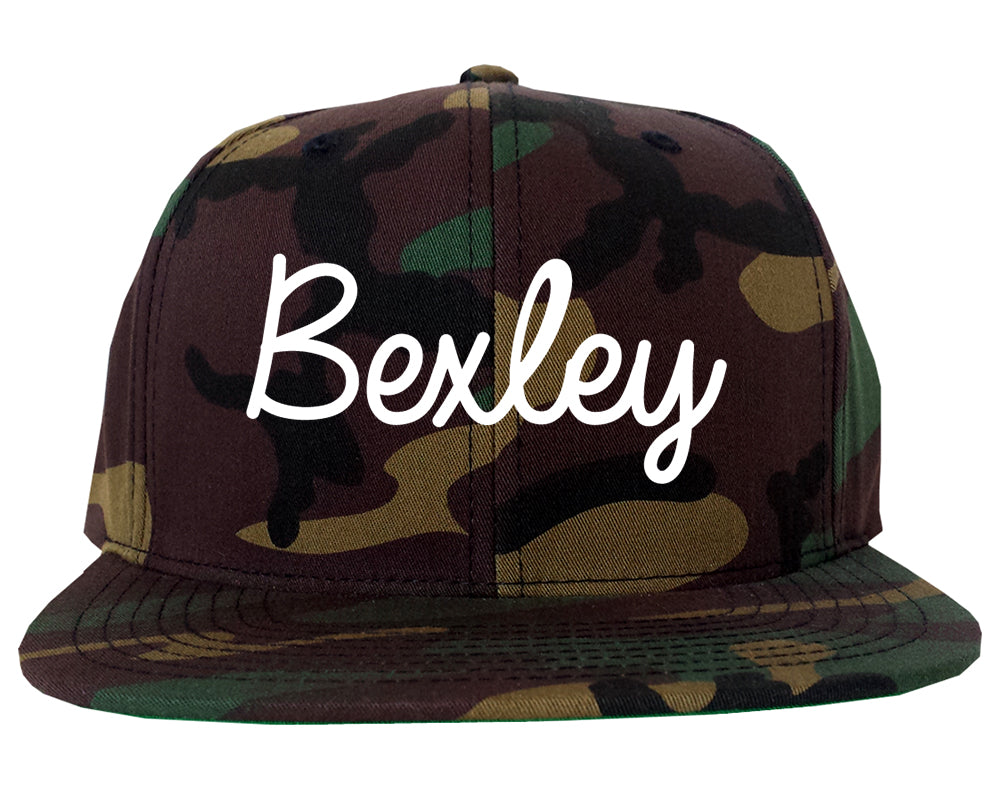 Bexley Ohio OH Script Mens Snapback Hat Army Camo